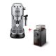 Delonghi Espresso Coffee Maker Silver + Coffee Grinder